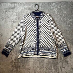 Dale of Norway Solfrid Womens Jacket Merino Wool XXL Offwhite Electricstorm Navy